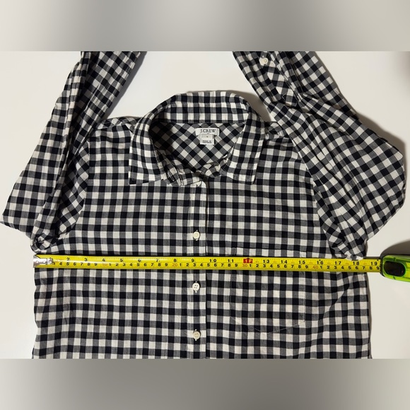Women’s J Crew Gingham Check Black and White Shirt Tie Waist Sz S - Picture 8 of 9